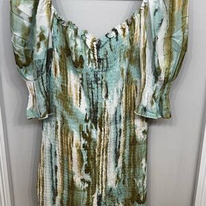 Green Tie-Dye Women's Dress